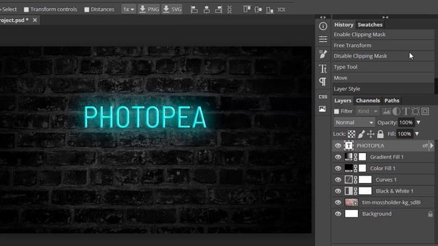 NEON Text Effect | Photopea Text Effect Tutorial | Neon Text Photopea