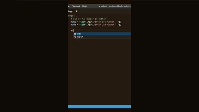 Sum of Two Numbers in Python|| #python