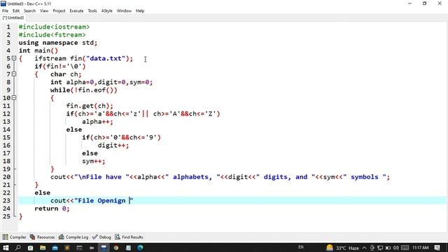 program to count alphabets digits and special characters in a file in c++