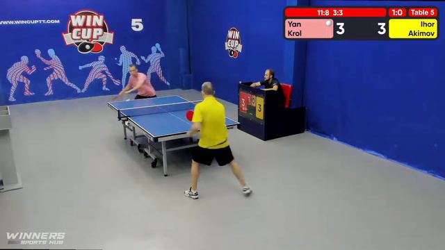 01:00 Кроль Ян 3-0 Акимов Игорь стол 5 ЮГ-6 26.06.22 | Настольный Теннис WINCUP смотреть онлайн