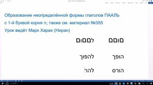 363. Образование неопределенной формы глаголов ПААЛЬ с первой буквой корня ה