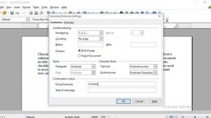Open Office Writer Footnote and Endnote