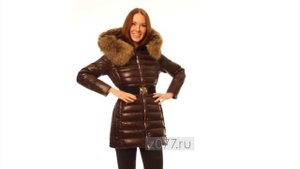 Пуховик Moncler 450 коричневый z077 ru
