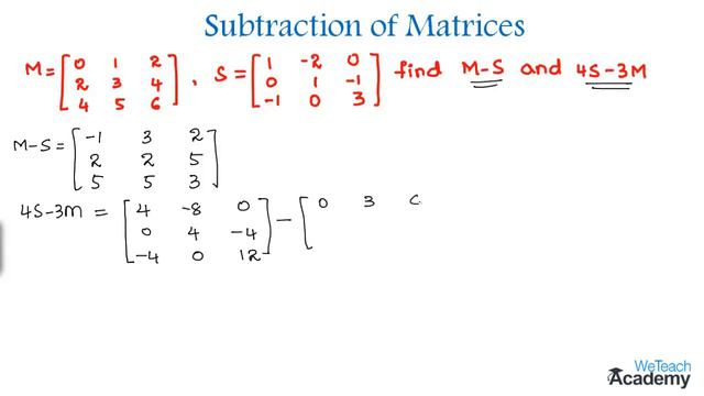 008-Subtraction Of Matrices Example - 1 ⧸ Matrices ⧸ Maths Algebra