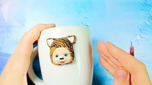 Тигр из полимерной глины / мастер класс по лепке тигра / как слепить тигра из глины на чашке