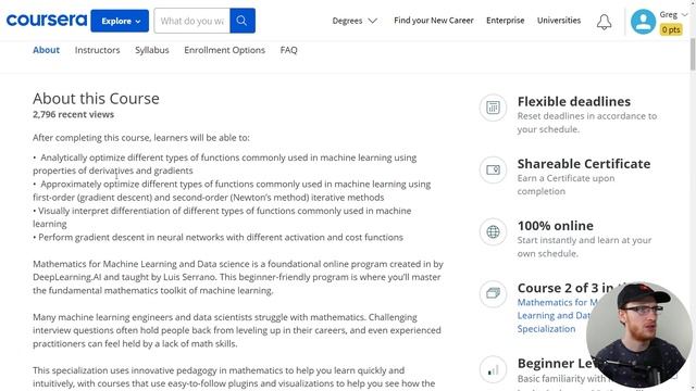 Mathematics for Machine Learning and Data Science - Andrew Ng Deeplearning.AI and Coursera!
