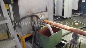 Работа линии по производству медной заготовки прутка с индукционными печами для меди