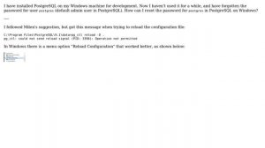 How do I reset the postgres password for PostgreSQL on Windows?