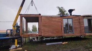 Доставка на участок модульного дома Барн50