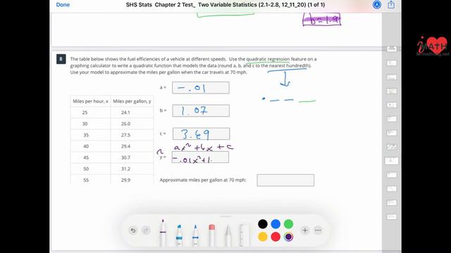 SHS Stats Chapter 2 Test: Two Variable Statistics (2.1-2.8, 12/11/20) смотреть онлайн