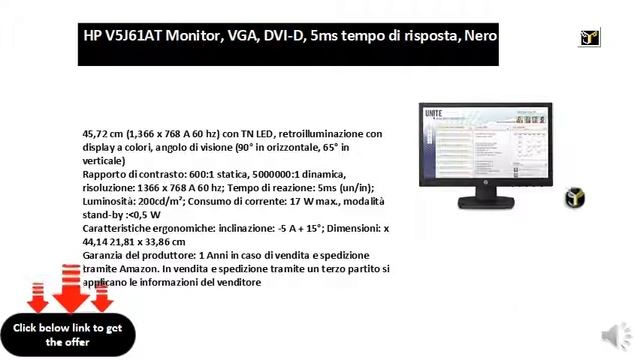 HP V5J61AT Monitor, VGA, DVI-D, 5ms tempo di risposta, Nero смотреть онлайн