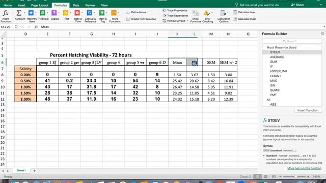 AP Biology - Brine Shrimp Excel Data Table and Graph Making
