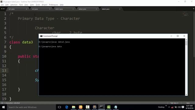 char Data types in Java Program смотреть онлайн