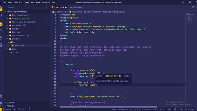 JavaScript - Exercises, Practice, Solution 03 first letter uppercase