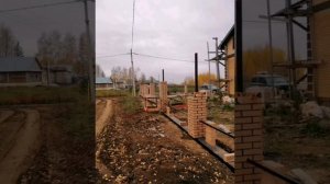 #Забор из #облицовочного #кирпича, забор из профнастила#кирпичный забор на швелерах