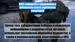 ФСБ сообщила о задержании в Хабаровске агента украинских спецслужб