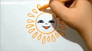 Как нарисовать солнце с улыбкой поэтапно | How to draw a cartoon sun step by step