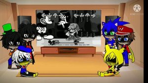 KM1: Mickey & Friends React To FNF Vs Suicide Mouse Avi + (Really Happy & Smile)