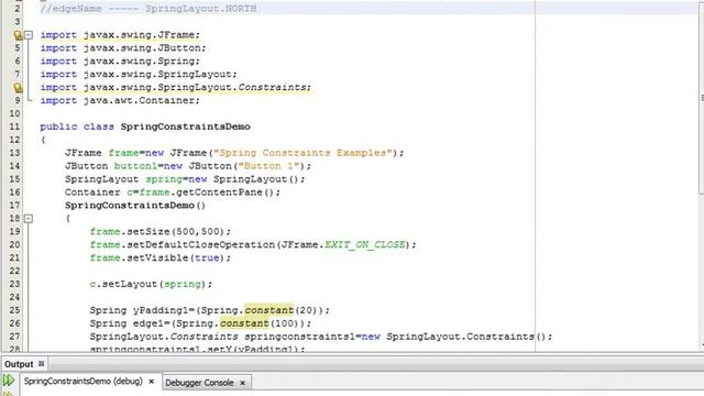 Java Programming Tutorial -SpringLayout.Constraints-14- public void setConstraint(String edgeName ,
