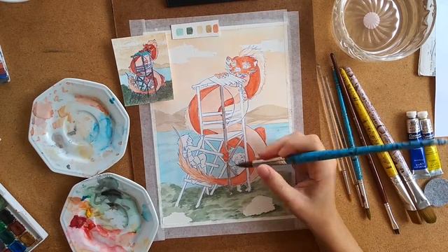 Speedpaint | 'Otter God' Watercolor Illustration смотреть онлайн