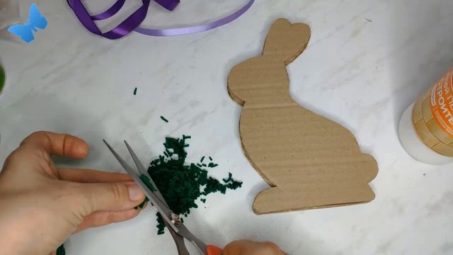Пасхальный кролик  из КАРТОНА и ПРЯЖИ / Пасхальный декор своими руками/ Поделки к Пасхе