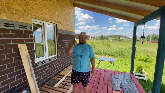 Наконец то мы начали ФАСАД  Hauberk  баварский кирпич Технониколь/ Каркасный дом превращаем в кирпи