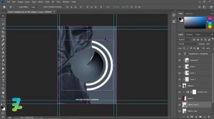 Abstract Poster Time Work Fabric Navy Gradient - Tutorial Photoshop CC 2020