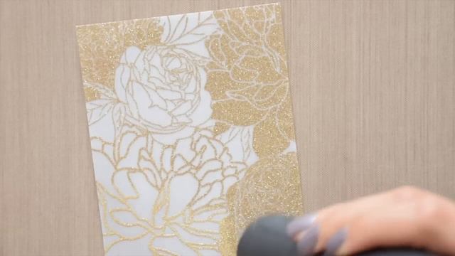 Gold Embossed Vellum & Copic Coloring with Peony Garden Cling Background Stamp смотреть онлайн