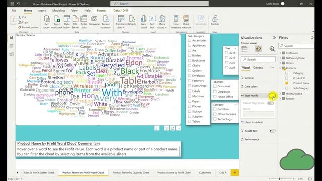 Removing Stop Words from a Power BI Word Cloud
