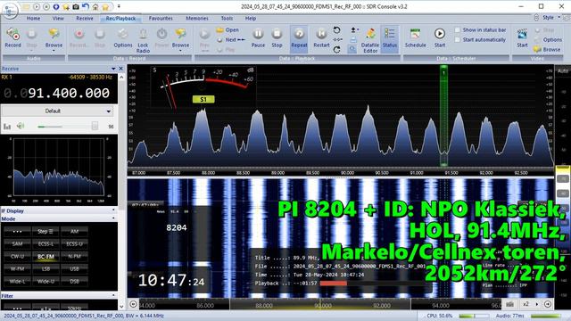 28.05.2024 07:46UTC, [Es], NPO Klassiek, Нидерланды, 91.4МГц, 2052км