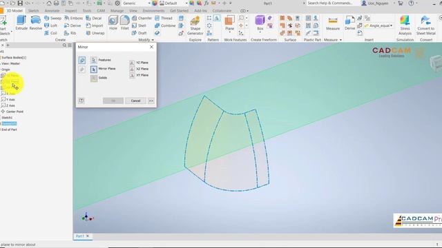 Inventor 2020 Tutorial #163 | 3D Model Surface Beginers | cadcam tutorial смотреть онлайн