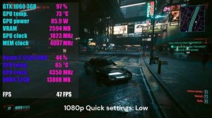 GTX 1060 3GB | Ryzen 5 5500 | Cyberpunk 2077 - Quick Settings Low 1080p 40-50 FPS