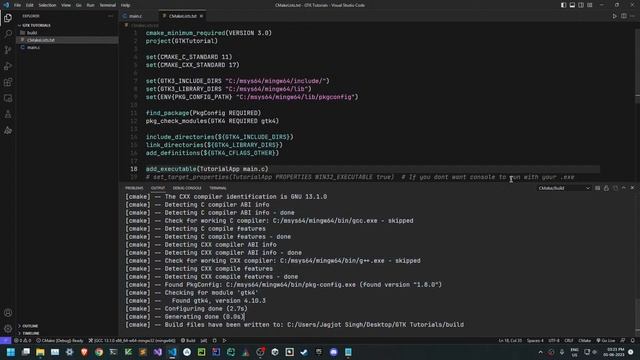 GTK4 Setup On Windows in VScode with/without CMake (easy) - C/C++