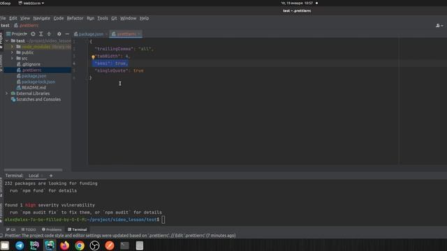 Настройка prettier в проекте React js