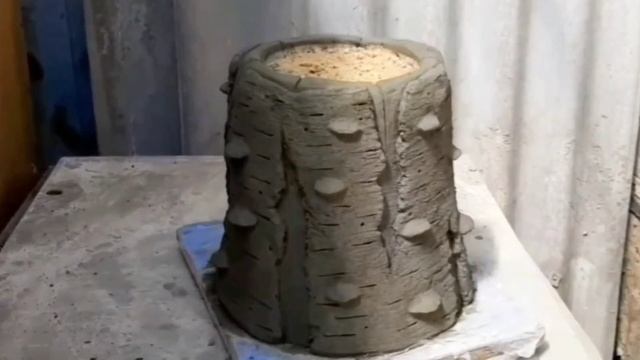 Сделал большой березовый вазон для дачи. Поделки из цемента своими руками.