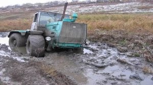 Трактора по бездорожью. Кировец, мтз, т-40, т-150 в грязи.
