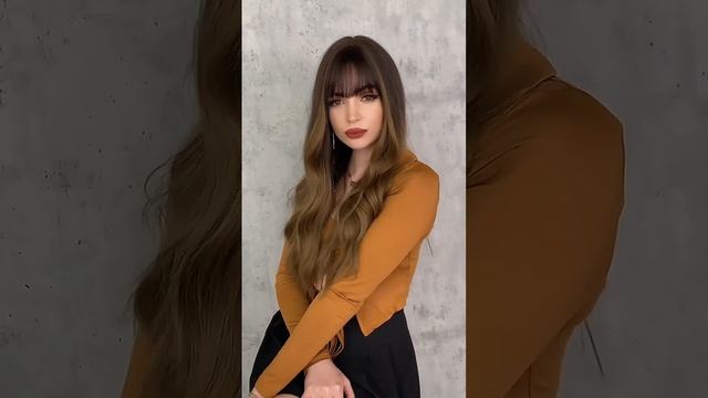 Long Curly Wig with Air Bangs