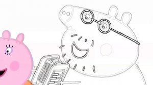 Раскрашиваем Свинка Пеппа и Музыкальные Инструменты Волшебная Раскраска для Детей
