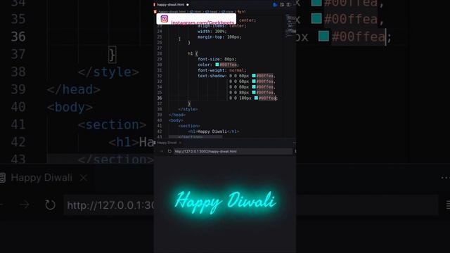 Text Color Animation with CSS Filter Hue Rotate | Happy Diwali | Geekboots