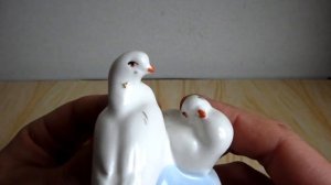 Воркующие голуби статуэтка фарфор СССР