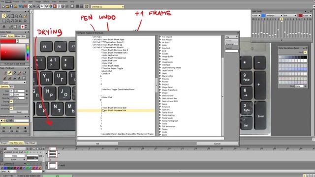 TV-paint 10  - настройка горячих клавиш