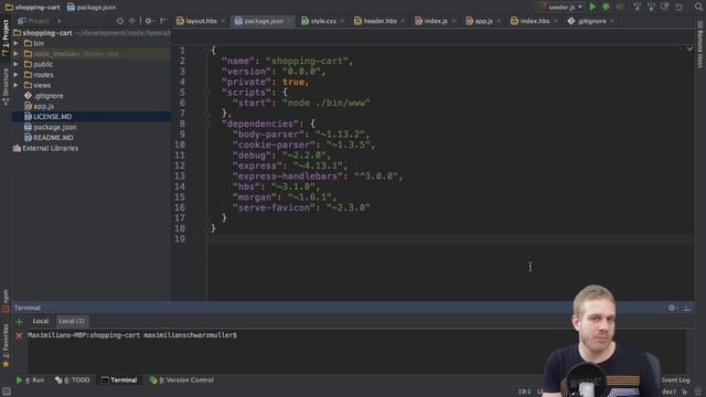 NodeJS / Express / MongoDB - Build A Shopping Cart - #3 MongoDB / Mongoose Setup