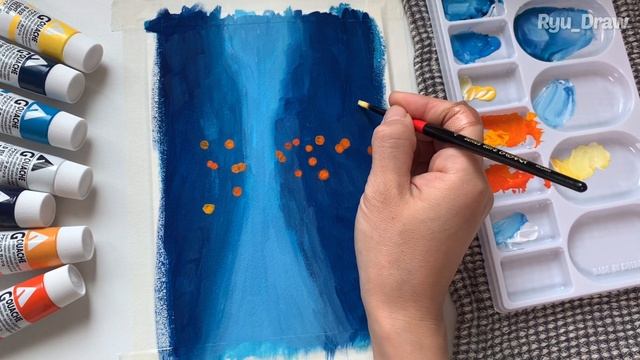 Holbein acrylic gouache Unboxing | Drawing a rainy landscape смотреть онлайн