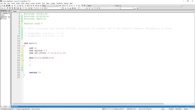 C Programming: Arrays   Largest Neighbors Sum | Sum the Values in an Array | C Programming Example