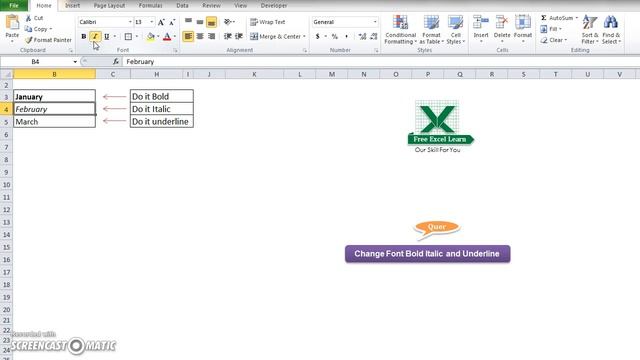 Excel Tips - Change Font Bold Italic Underline and double underline in Excel смотреть онлайн