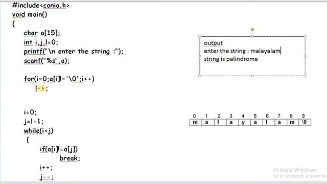 C PROGRAM FOR STRING PALINDROME WITH AND WITHOUT BUILT IN  FUNCTIONS
