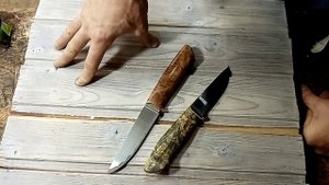 Финишная обработка рукояти ножа .