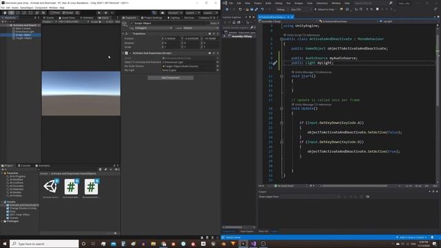 How to ACTIVATE and DEACTIVATE COMPONENTS through script in Unity