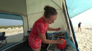 Обустроились на берегу моря Коса Бирючий остров - Федотова Коса. Отдых дикарём 2021. Папин Движ