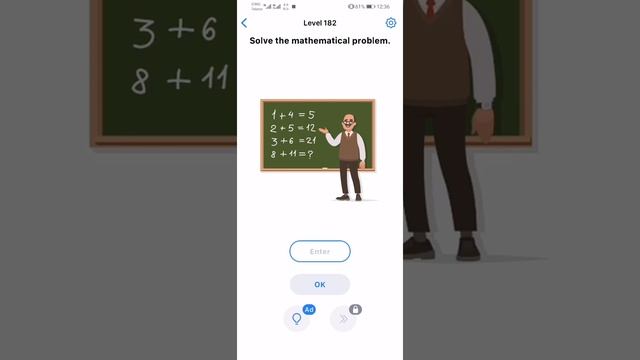 Easy game Level 182 solve the mathematical problem. Walkthrough solution